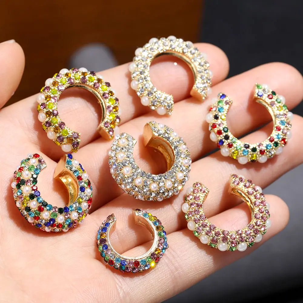 1 Stück cz Manschette Ohrringe für Frauen kleine C-Form Ohr manschette bunte Strass Clip Ohrringe Kristall Ohr manschette ohne Piercing