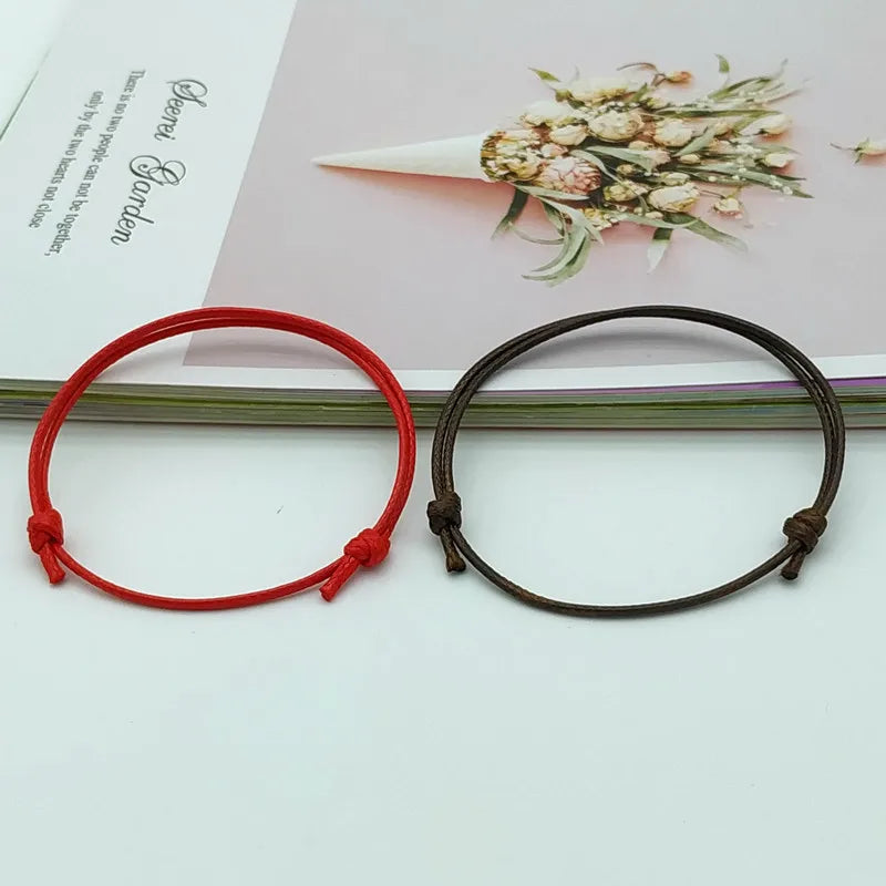 2 teile/satz Matte Schwarz Stein Naturstein Perlen Armband Rote Schnur Flechten Paar Armbänder für Männer Frauen Wunsch Schmuck