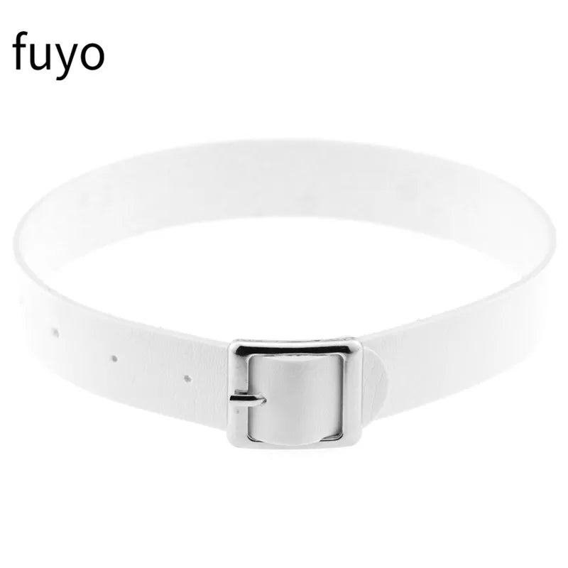 Weiß Sexy Vegan Choker Halsketten Punk Harajuku Goth Kragen Kette Traktion Halskette Leder Bondage Cosplay Party Schmuck Grunge
