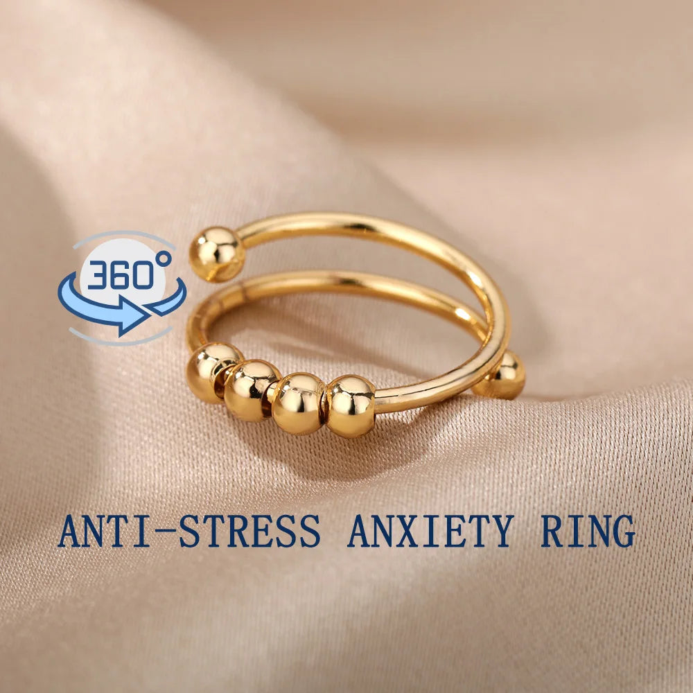 Angst Ring Perlen Ringe Für Frauen Männer Edelstahl Ring Spinner Spirale Simulierte Frei Anti Stress Zappeln Ring Schmuck