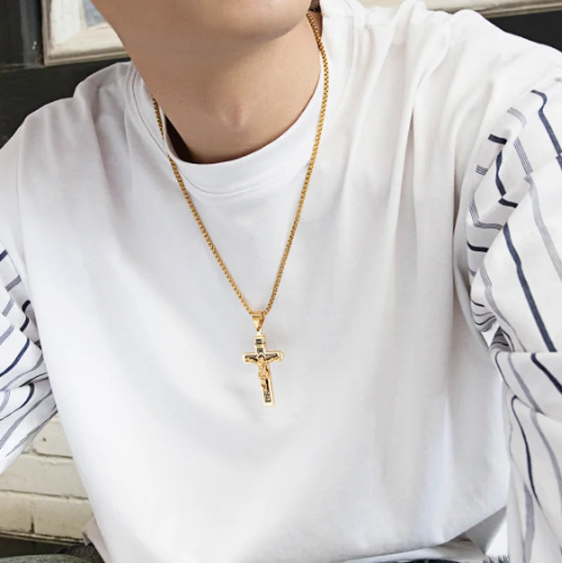 Vintage Jesus Kreuz Anhänger Männer und Frauen Amulett Halskette katholischen christlichen religiösen Gebet Schmuck Geschenk