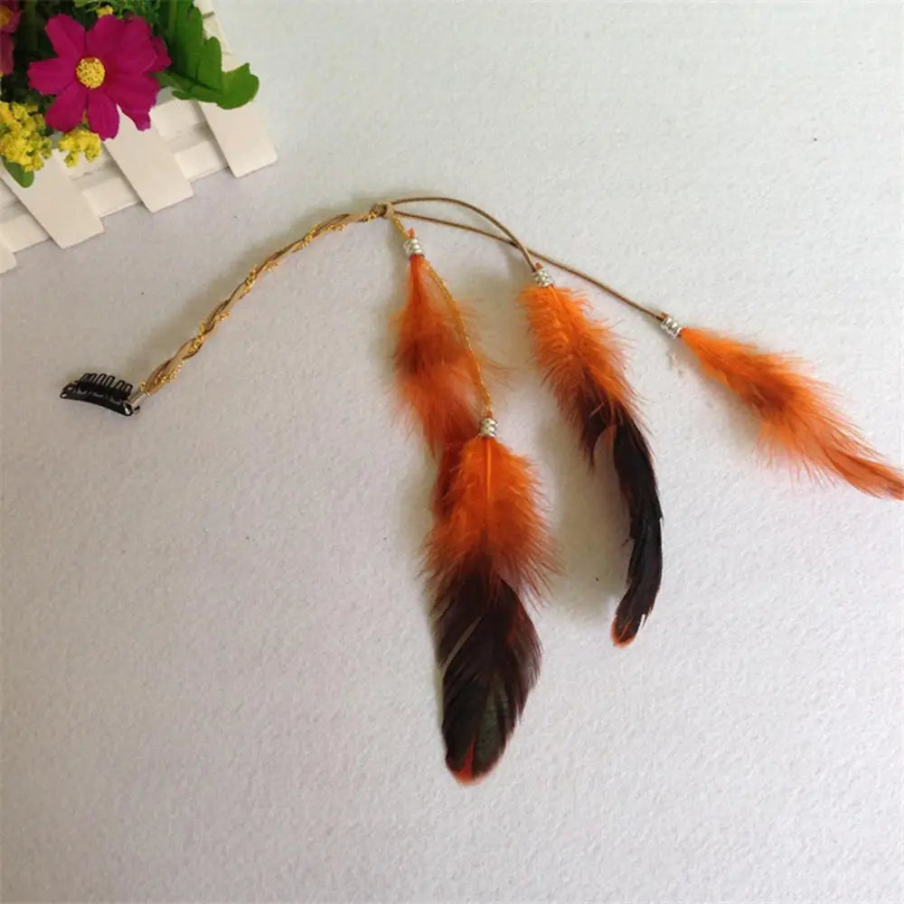 2024 neue Modische Boho Feder Stirnband Perücke Perlen Feder Kopfschmuck Handgemachte Haar Clip Mädchen Haar Zubehör Hohe Qualität