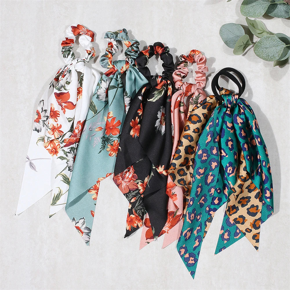 Neue Mode Druck Bogen Scrunchies Haar Band Für Frauen Elastische Haarband Mädchen Schachtelhalm Haar Krawatten Haar Zubehör