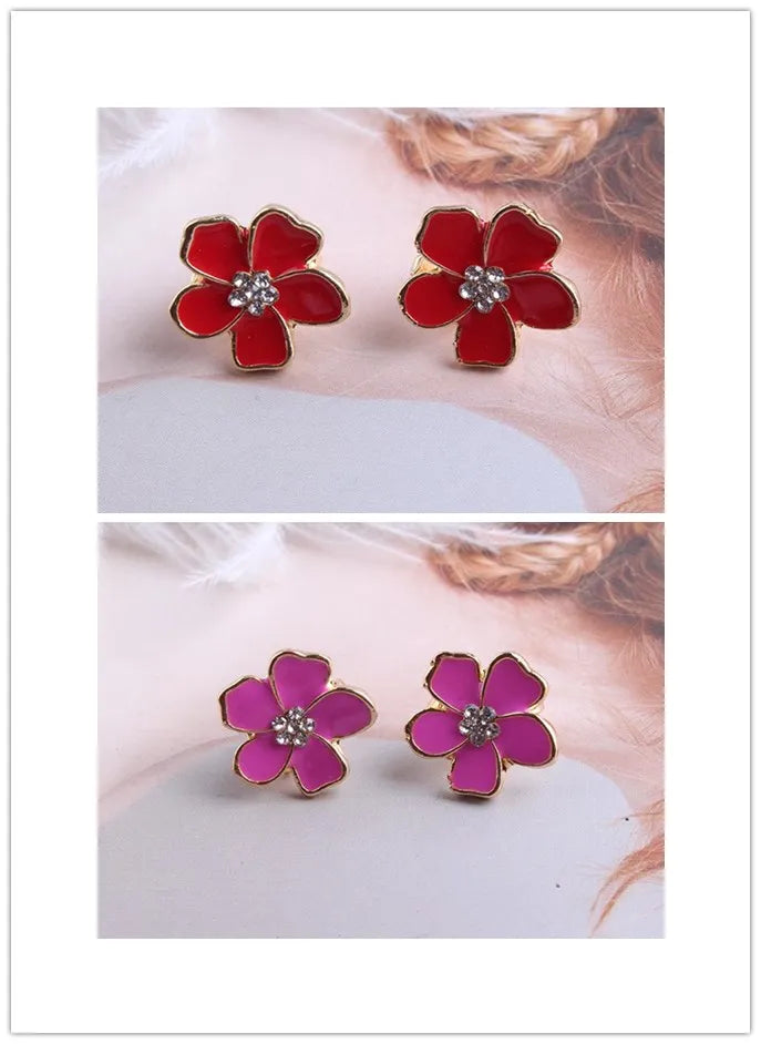 JIOFREE Korea Stil Blume Form Emaille Clip auf Ohrringe Ohne Piercing für Mädchen Party Nette Reizende Keine Loch Ohr Clip schmuck