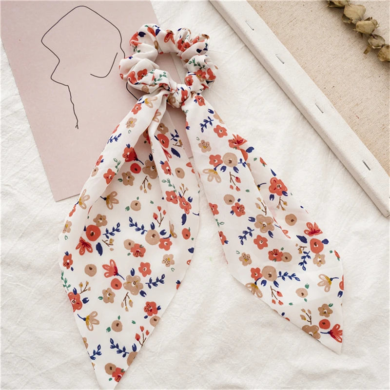 Neue Mode Druck Bogen Scrunchies Haar Band Für Frauen Elastische Haarband Mädchen Schachtelhalm Haar Krawatten Haar Zubehör