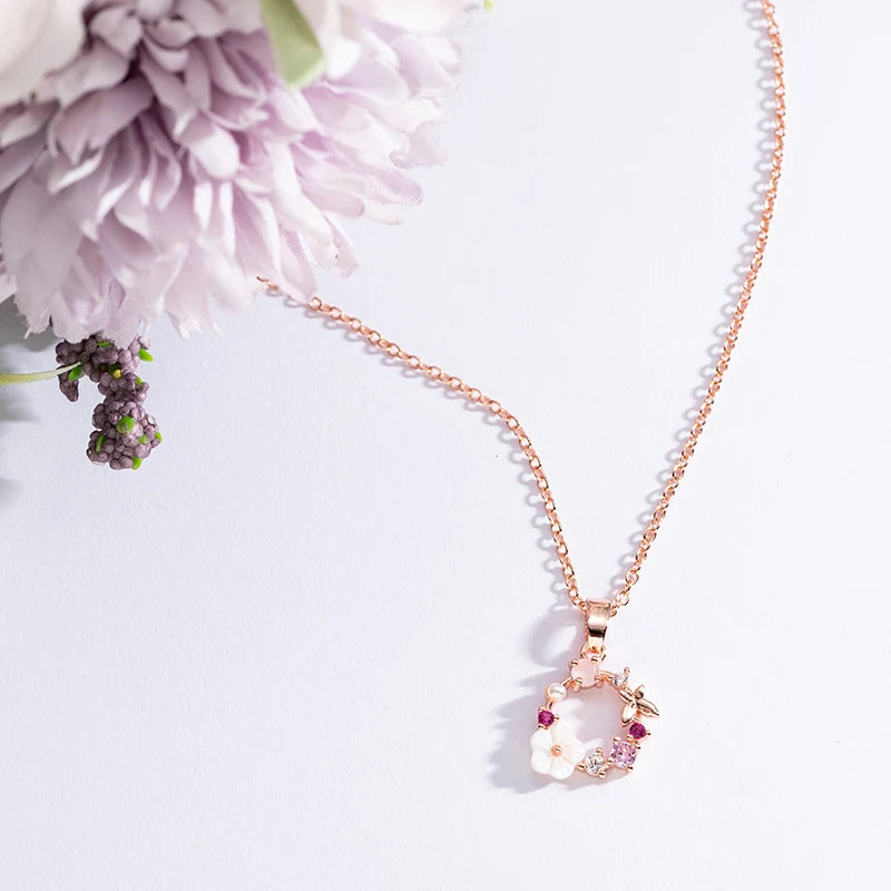 Mode Hochzeit Braut Zirkonia Schmuck Sets Für Frauen Romantische Shell Blume Halsband Elegante Perle Halsketten Ohrringe Bijoux Geschenk