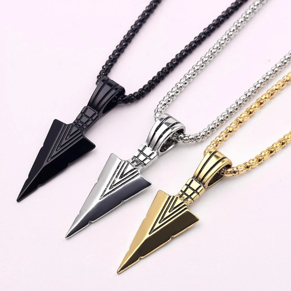 Männer Design Matte Schwarz Lange Halskette Mit Pfeil Anhänger Schmuck Kette Hip Hop Punk Rock Weihnachten Halloween Geschenk Für Männer frauen