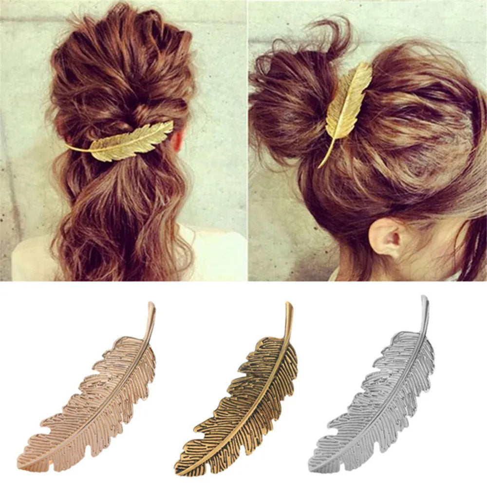 Neue Legierung Vintage Haar Clip Feder Blatt Form Haarspange Metall Haarnadeln Für Frauen Dame Headwear Haar Zubehör
