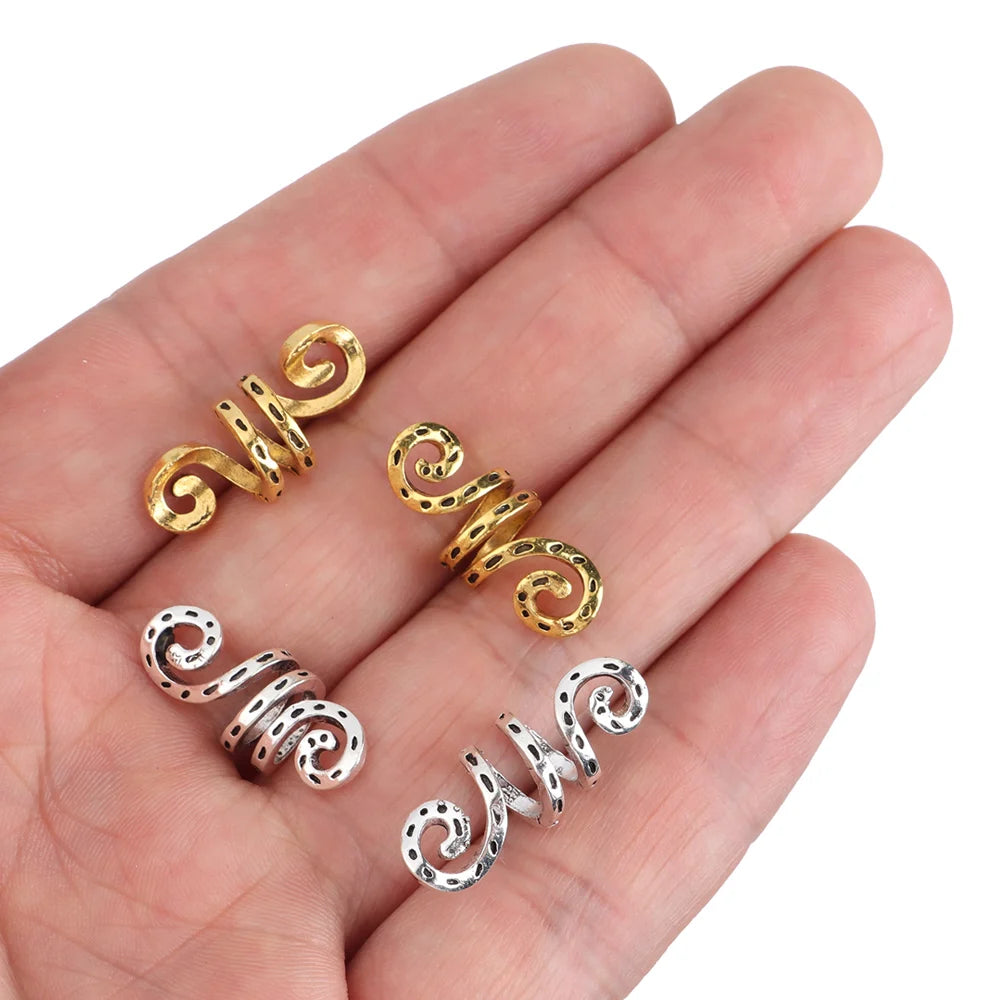 10pcs Wikinger Spirale Charme Perlen für Haar zöpfe Bart Haar Perlen Schmuck Vintage Frauen Mädchen Haarnadel Haars pangen Zubehör