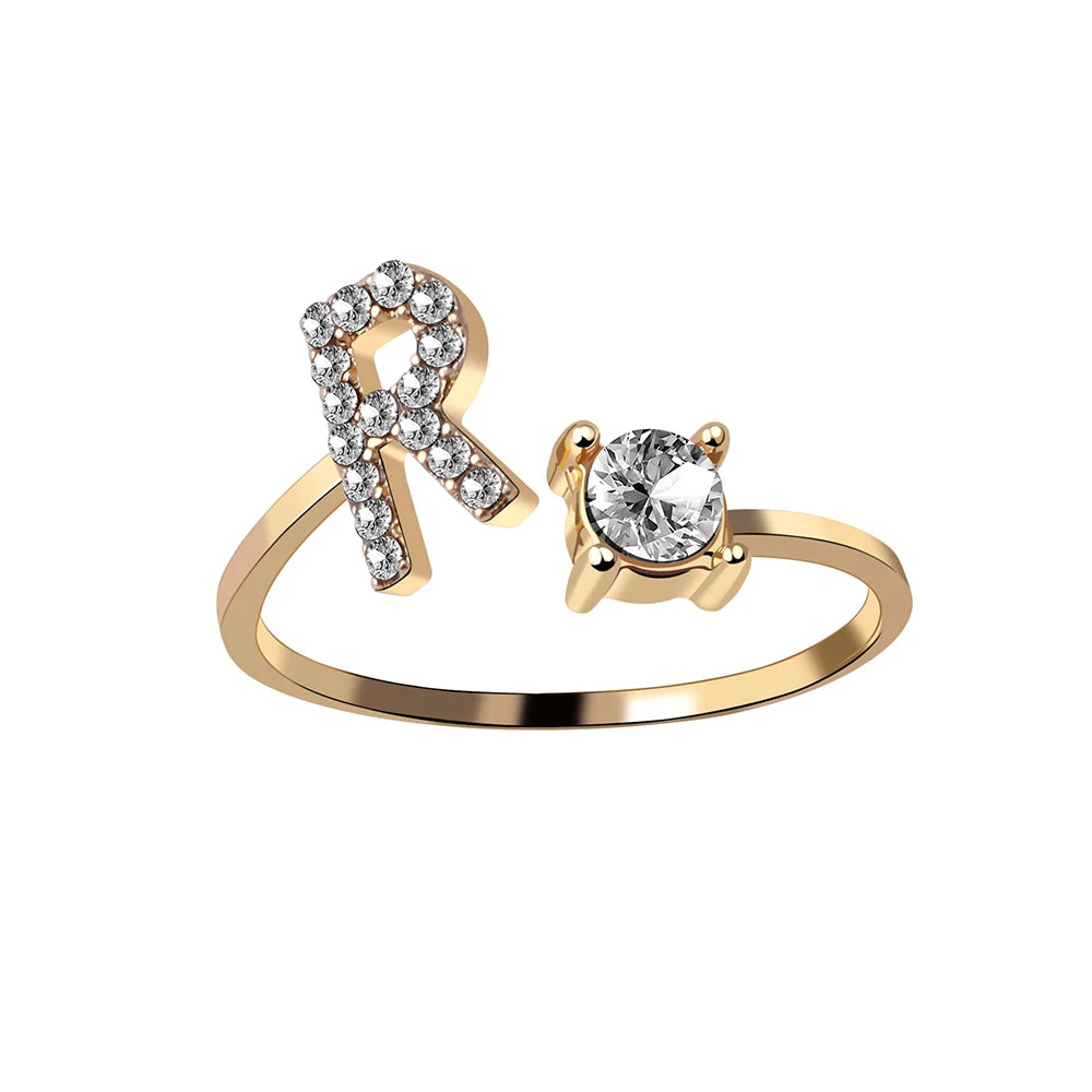 Mode 26 Initial Brief Ring Silber Farbe Persönlichkeit Finger Ringe Frauen Einfache Elegante Schmuck Freundschaft Geschenk Großhandel