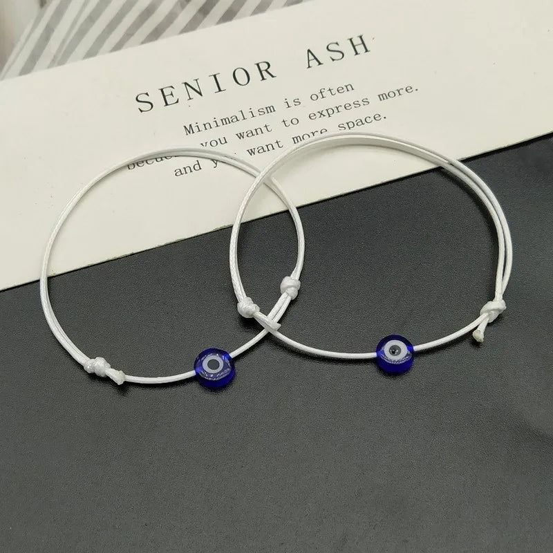 2 stücke Einstellbare Glück Schwarz Rot String Armbänder Flache Blaue Bösen blick Woven Männer Glück Armband Frauen Femme Neue Mode Schmuck