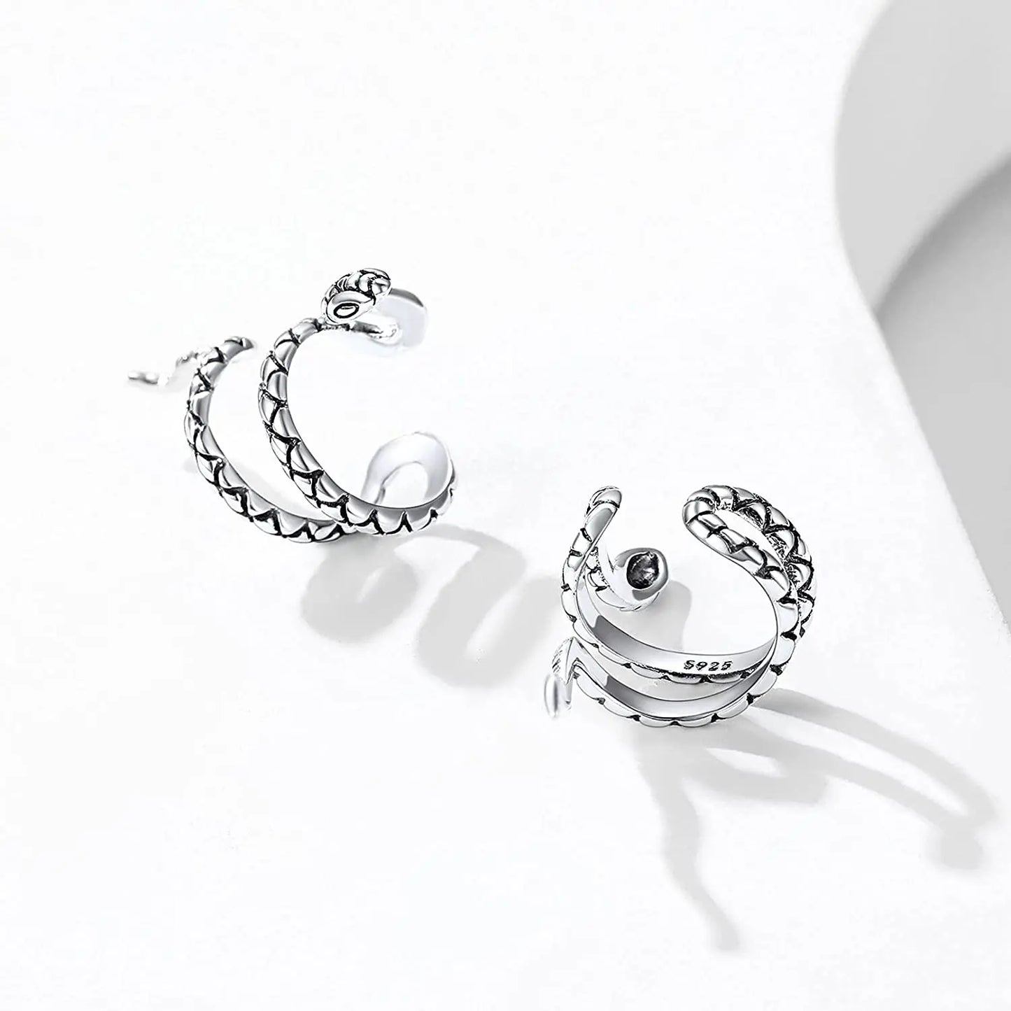S925 Sterling Silber Schlange Ohr Manschette Helix Knorpel Clip auf Ohrringe Nicht Piercing Ohrringe für Frauen CP541