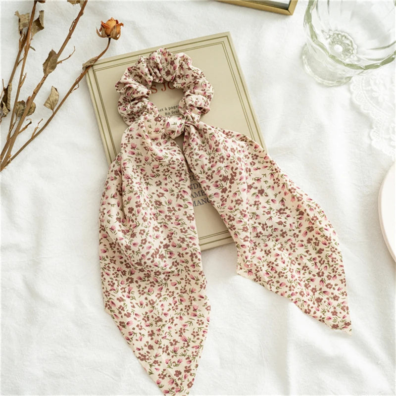 Neue Mode Druck Bogen Scrunchies Haar Band Für Frauen Elastische Haarband Mädchen Schachtelhalm Haar Krawatten Haar Zubehör