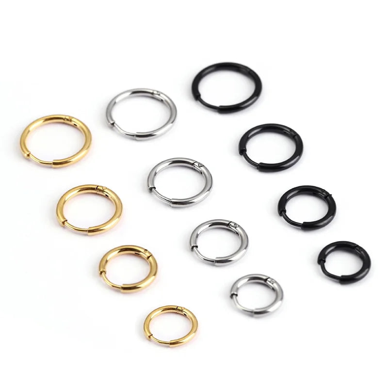 1 Paar Damen/Herren-Ohrringe aus Edelstahl mit kleinen Creolen, Piercing, Ohrknorpel, Tragus, einfacher dünner Kreis, antiallergische Ohrschnalle