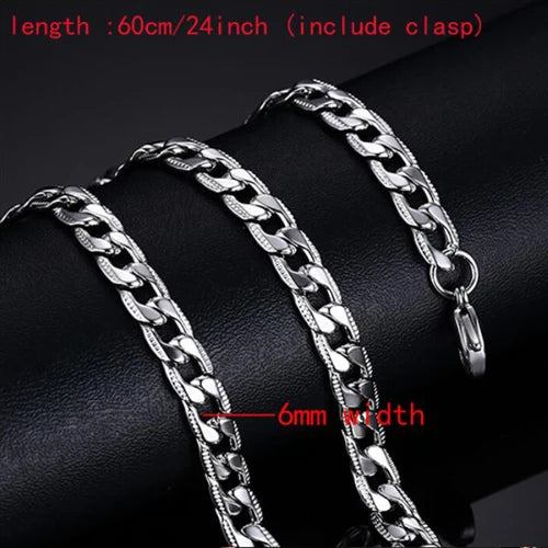 Männer Kette Halskette 60cm Lange Halskette 3mm Breite Halskette für Männer SilverTitanium Stahl Link Kette Halsketten Männer