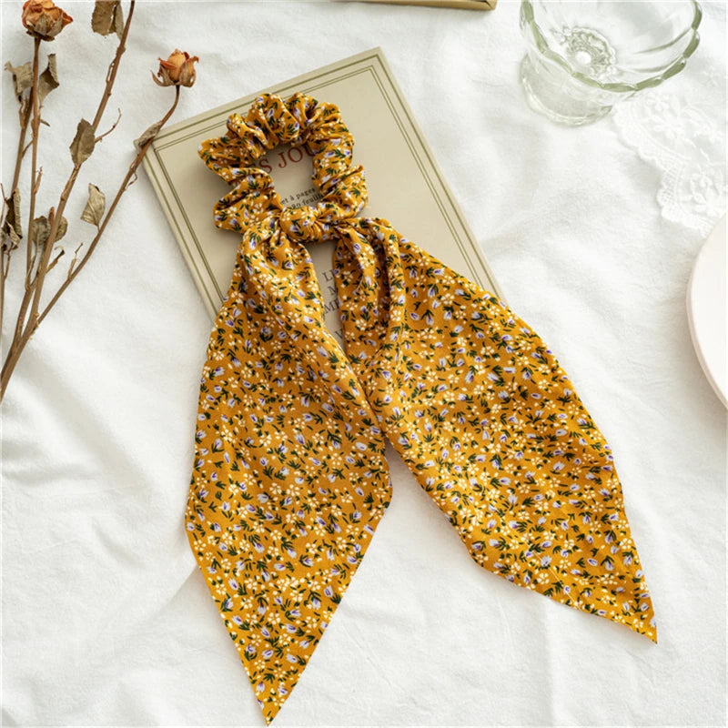 Neue Mode Druck Bogen Scrunchies Haar Band Für Frauen Elastische Haarband Mädchen Schachtelhalm Haar Krawatten Haar Zubehör