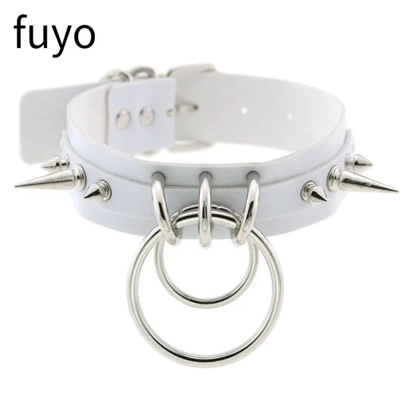 Weiß Sexy Vegan Choker Halsketten Punk Harajuku Goth Kragen Kette Traktion Halskette Leder Bondage Cosplay Party Schmuck Grunge