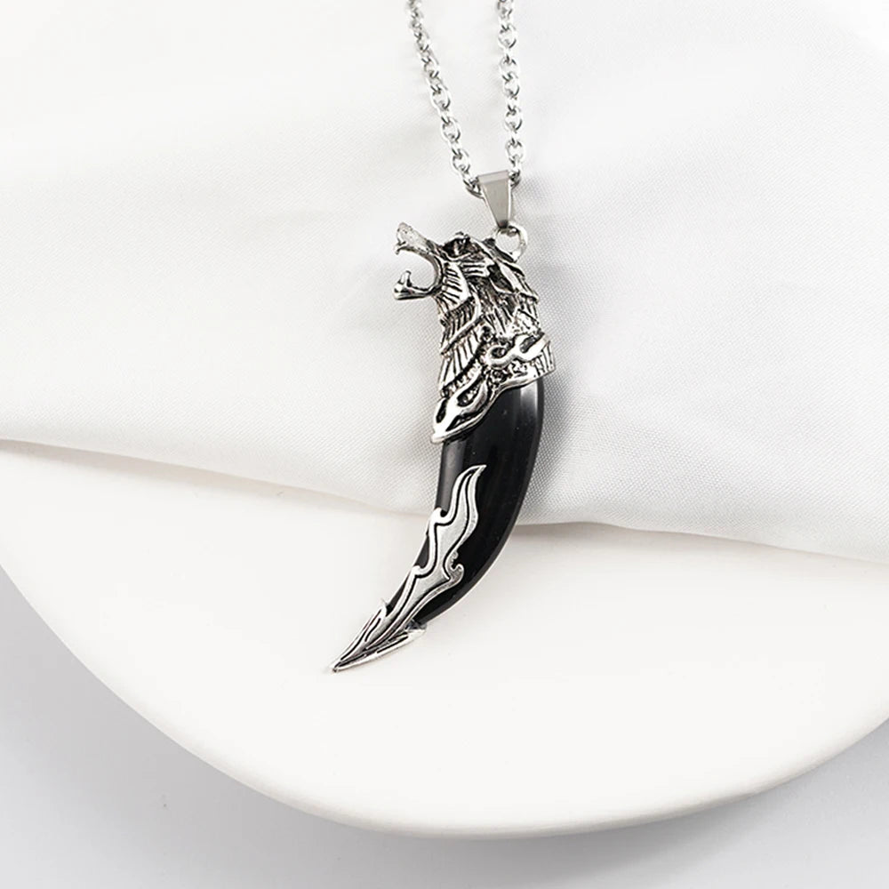 Punk Mode Tapfere Männer Wolf Gog Zähne Spike Anhänger Halskette Frauen Männer Glück Schmuck Klassische Fang Zahn Amulett Anhänger Halskette