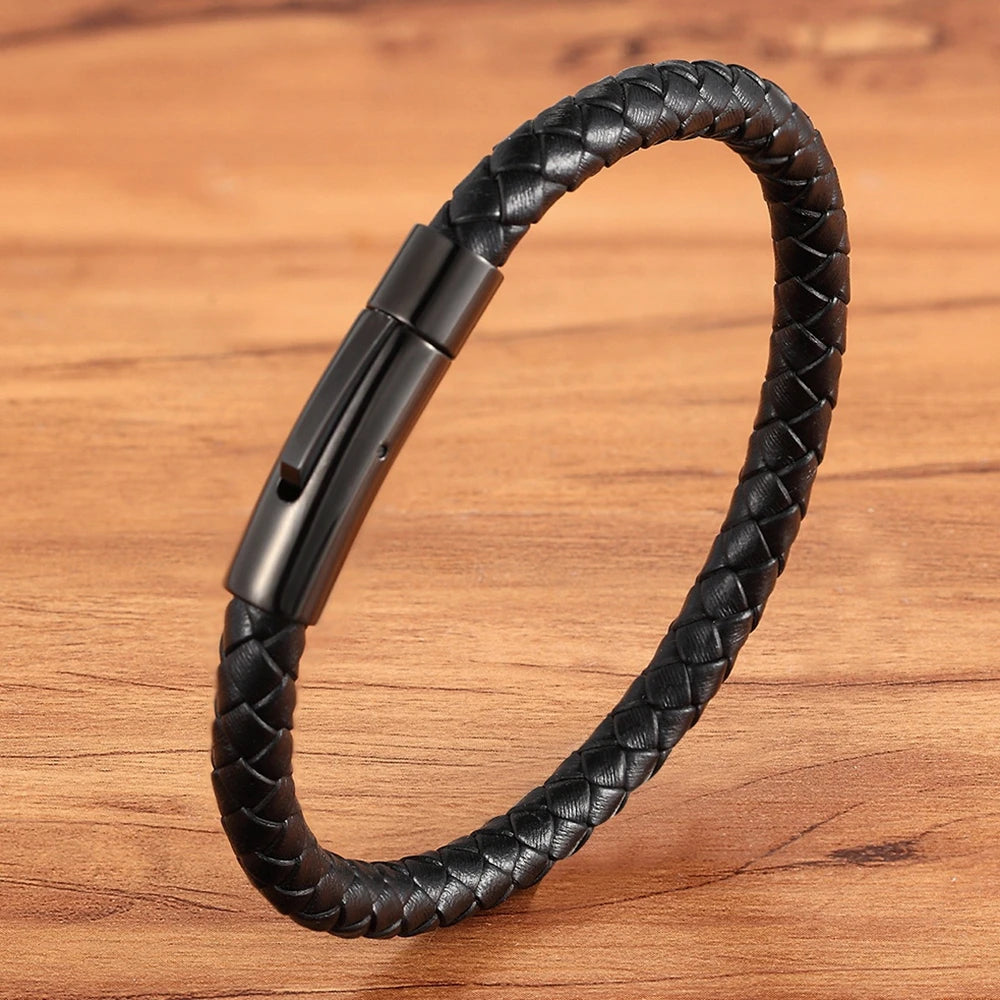 XQNI OL-Stil, mehrfarbiger Edelstahlknopf, schlichtes Design, Herren-Lederarmband, DIY & individuelles Logo, Geburtstag, Valentinstag, Geschenk