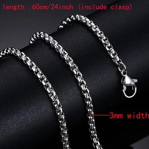 Männer Kette Halskette 60cm Lange Halskette 3mm Breite Halskette für Männer SilverTitanium Stahl Link Kette Halsketten Männer