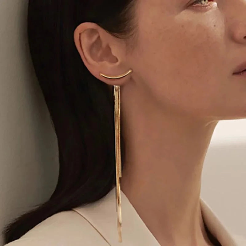 316L Edelstahl Lange Quaste Ohrringe Für Frauen Elegante Einfache Gold Farbe Tropfen Ohrring Stilvolle Schmuck Persönlichkeit Geschenk