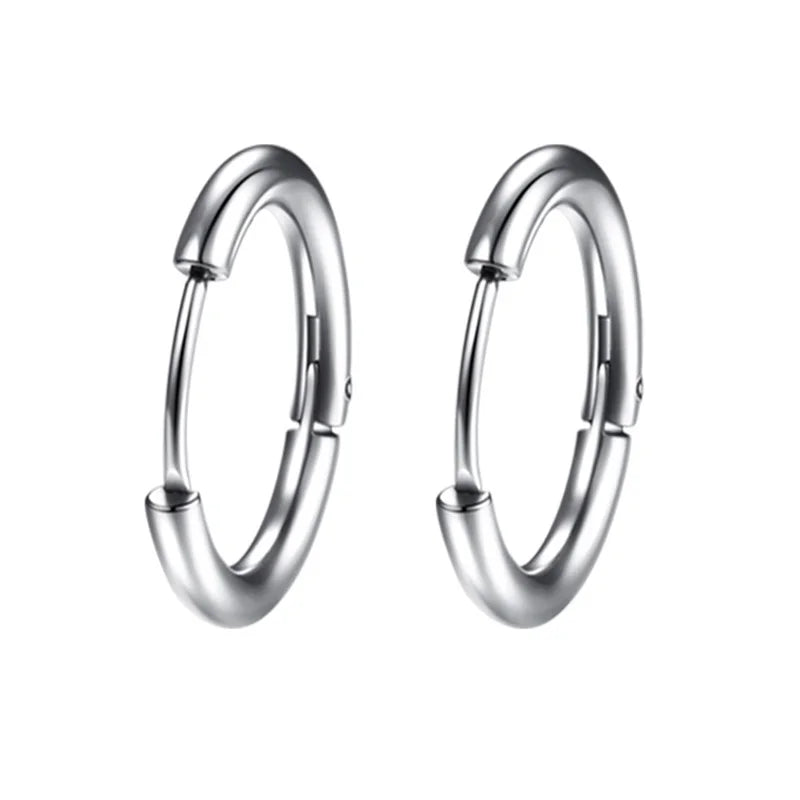 1 Paar Damen/Herren-Ohrringe aus Edelstahl mit kleinen Creolen, Piercing, Ohrknorpel, Tragus, einfacher dünner Kreis, antiallergische Ohrschnalle