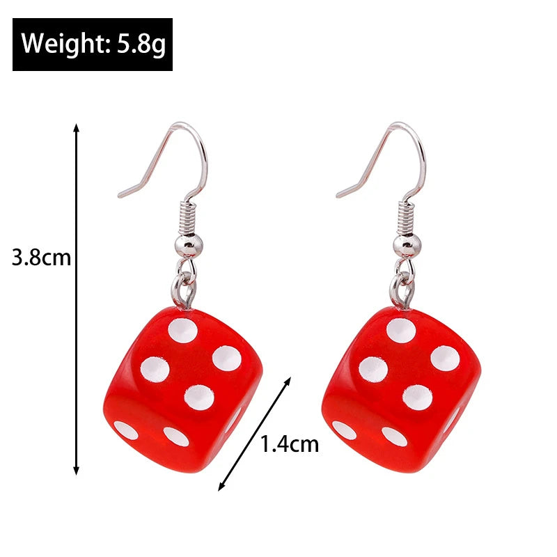 Handmade Cartoon 3D Harz Dice Tropfen Ohrring Quaste Casino Candy Farbe Persönlichkeit Spaß Schmuck für Frauen Weibliche Geschenk