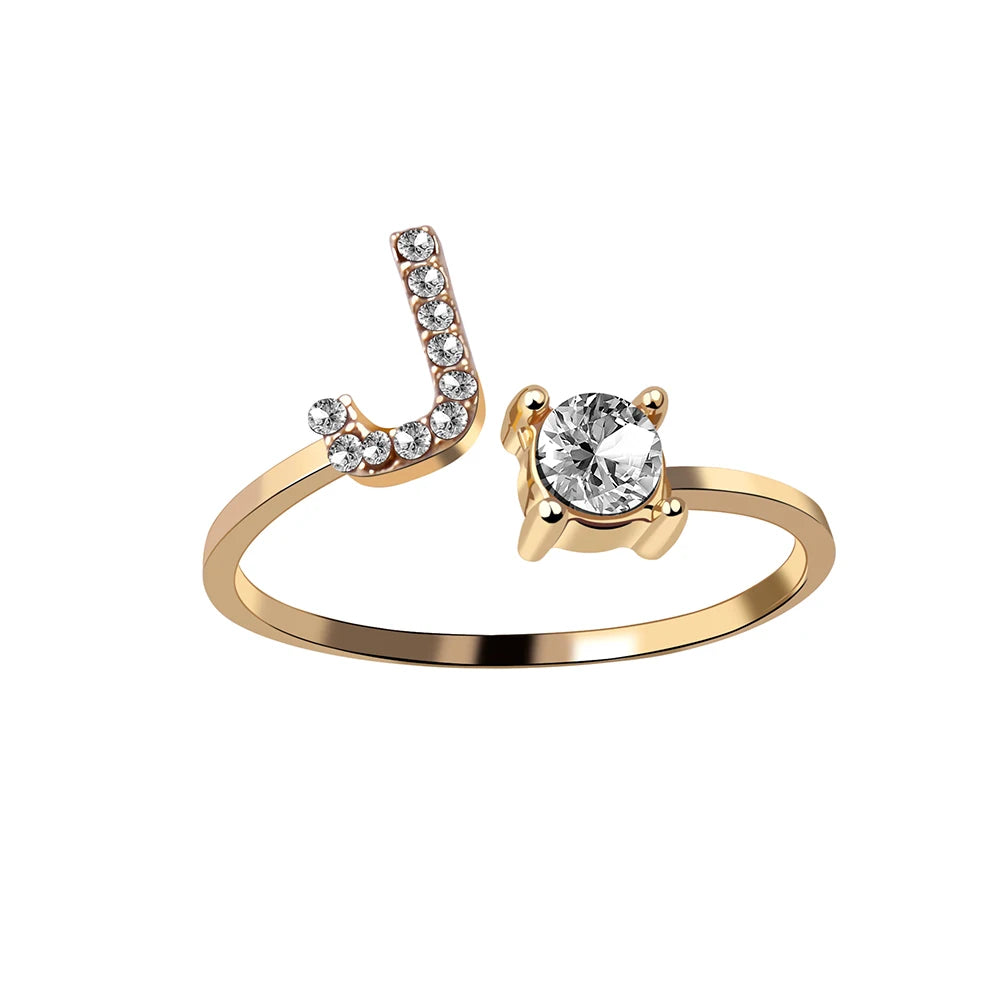 Mode 26 Initial Brief Ring Silber Farbe Persönlichkeit Finger Ringe Frauen Einfache Elegante Schmuck Freundschaft Geschenk Großhandel
