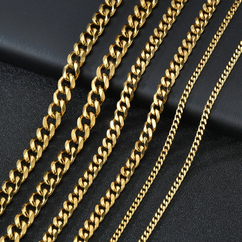 Männer Edelstahl Basic Kette Halskette Titan Stahl Schmuck Kubanische Kette Für Frauen