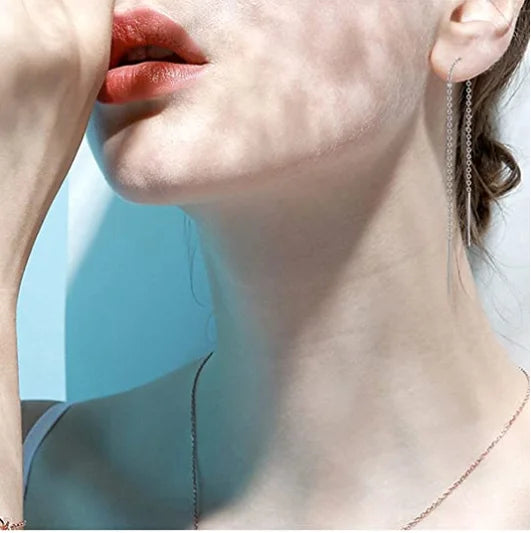 Goldene Kettenohrringe für Frauen und Mädchen, Edelstahl-Glieder, Doppel-Piercing-Ohrschmuck, langer Faden, Quaste, baumelnde Ohrringe