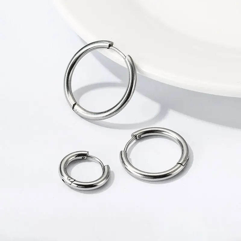 1 Paar Damen/Herren-Ohrringe aus Edelstahl mit kleinen Creolen, Piercing, Ohrknorpel, Tragus, einfacher dünner Kreis, antiallergische Ohrschnalle