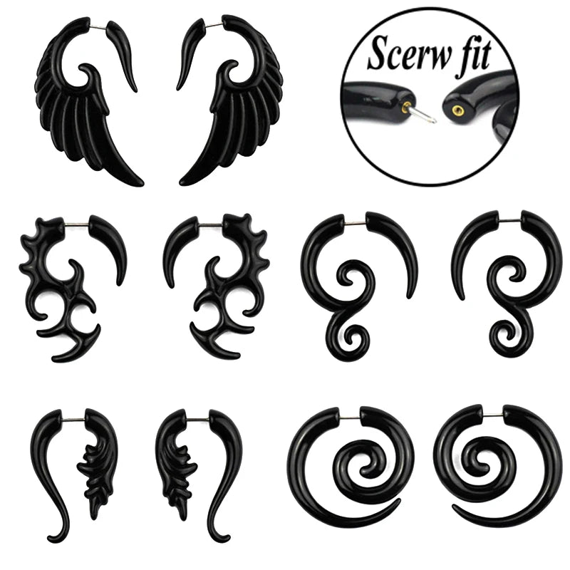 1 Paar Acryl Fake Plug Tunnel Faux Ohr Taper Messgeräte Twist Wing Ohrstecker Cheater Keil Expander Piercing Körperschmuck