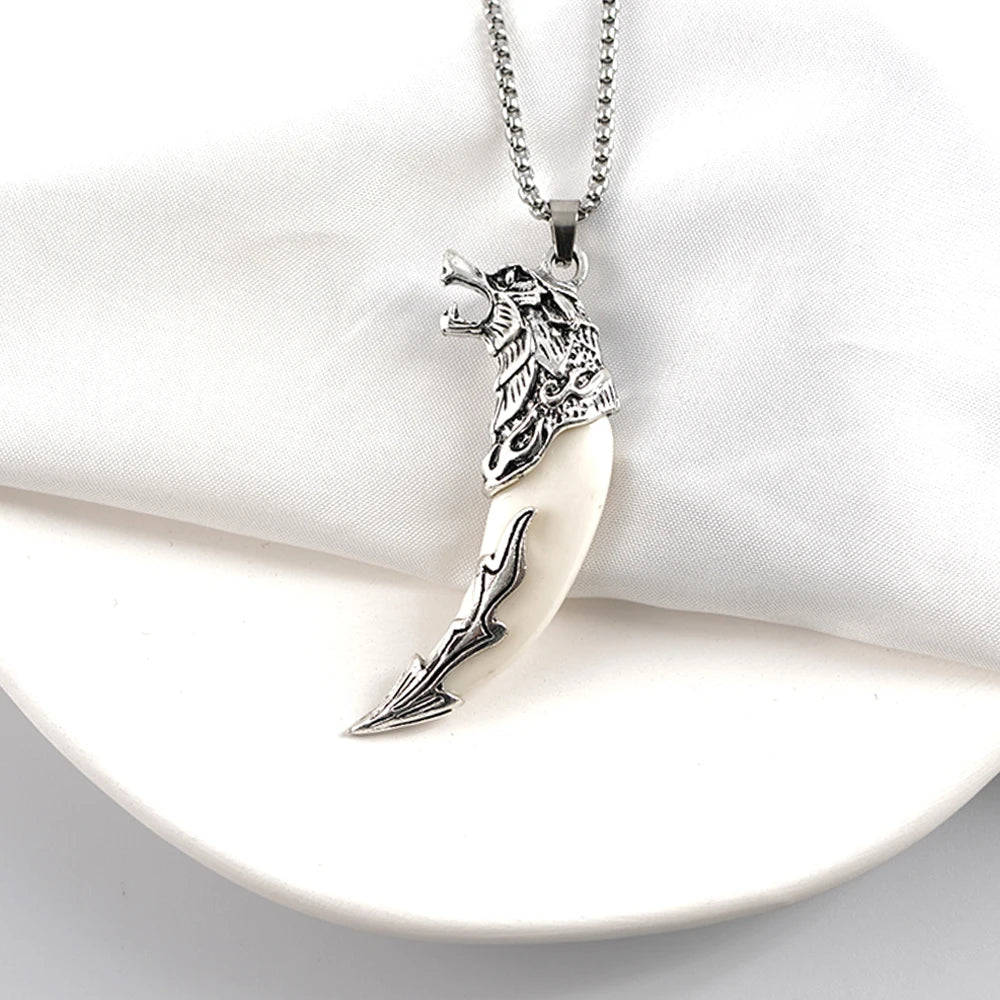 Punk Mode Tapfere Männer Wolf Gog Zähne Spike Anhänger Halskette Frauen Männer Glück Schmuck Klassische Fang Zahn Amulett Anhänger Halskette