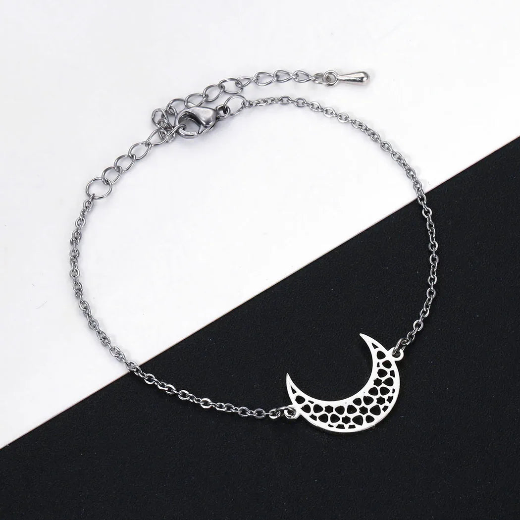 Cxwind Edelstahl Crescent Moon Armband Verstellbare Ketten Armbänder Islam Schmuck Für Frauen Männer Horn Charme Pulseras Mujer