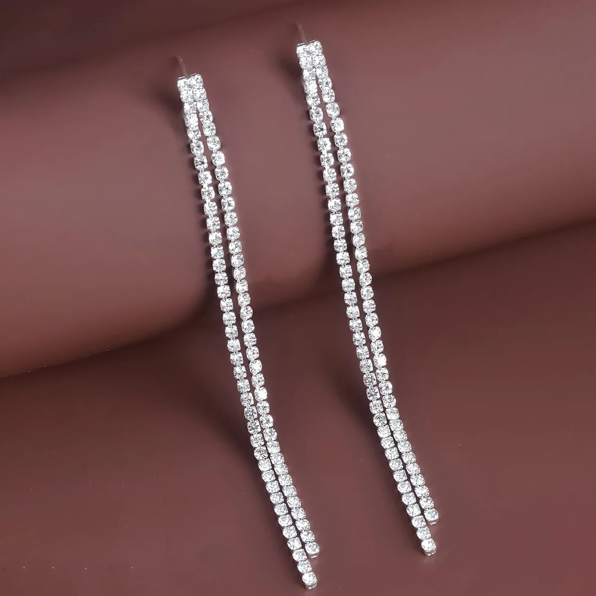 TREAZY Einfache Strass Kristall Quaste Lange Ohrringe für Frauen Glänzende Hochzeit Party Hängen Baumeln Ohrringe Braut Brincos