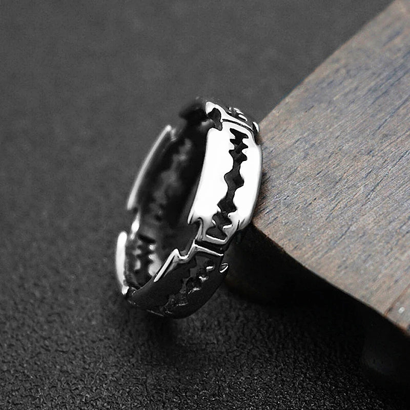 Charme Edelstahl Hip Hop Klingen Ring Mode Punk Rock Schwarz Silber Farbe Ring Liebhaber Paar Ringe für Mann Und Frauen Ring