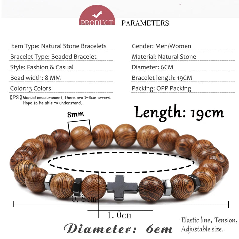 Dropshipping Heißer Männer Natürliche Lava Stein Perlen Armbänder Hämatit Kreuz Rosenkranz Meditation Gebet Jesus Armband Frauen Yoga Schmuck