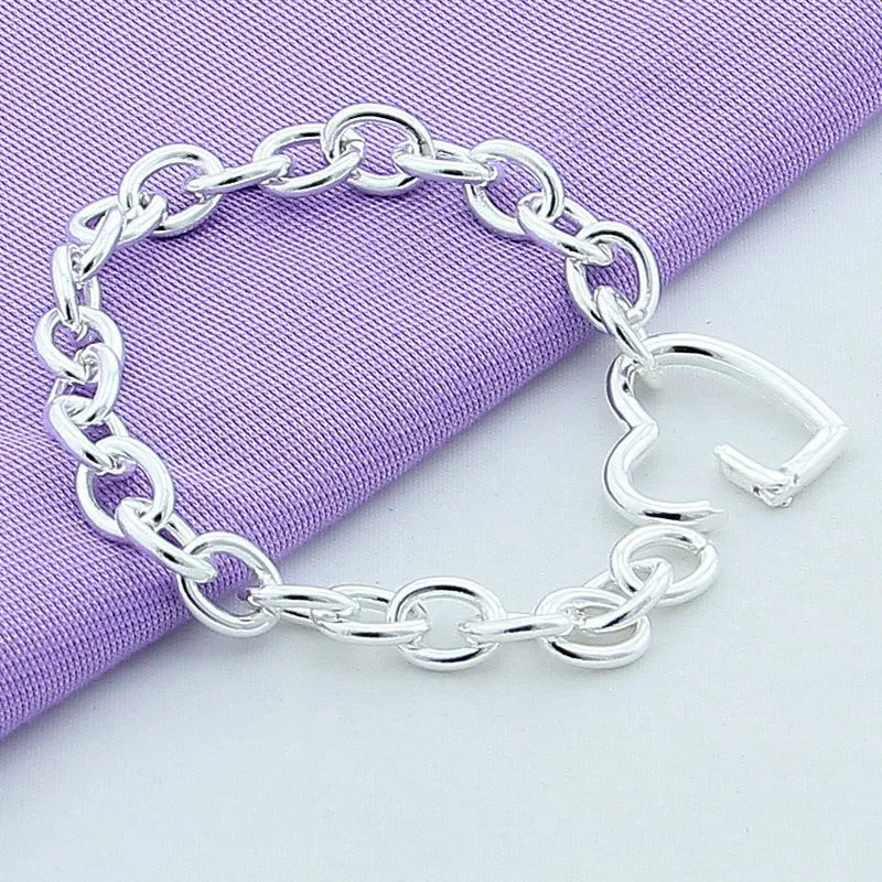 Damen-Armbänder, 925er-Sterlingsilber, Herz-Schnalle-Armband für Damen, romantische Armbänder, Silber 925-Schmuck