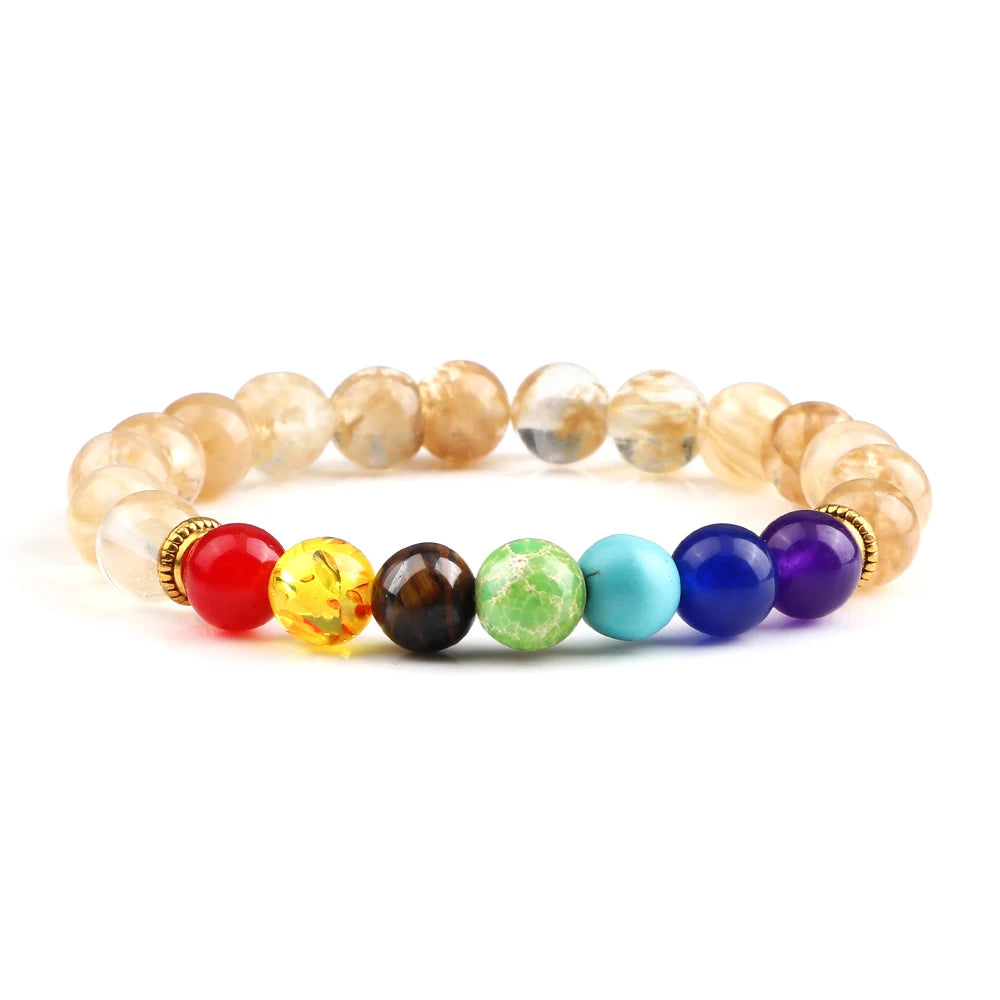 2 Stücke Naturstein 7 Chakra Heilung Perlen Einstellbare Geflochtene Armbänder Männer 8mm Lava Stretch-armband Frauen Reiki Buddha Schmuck