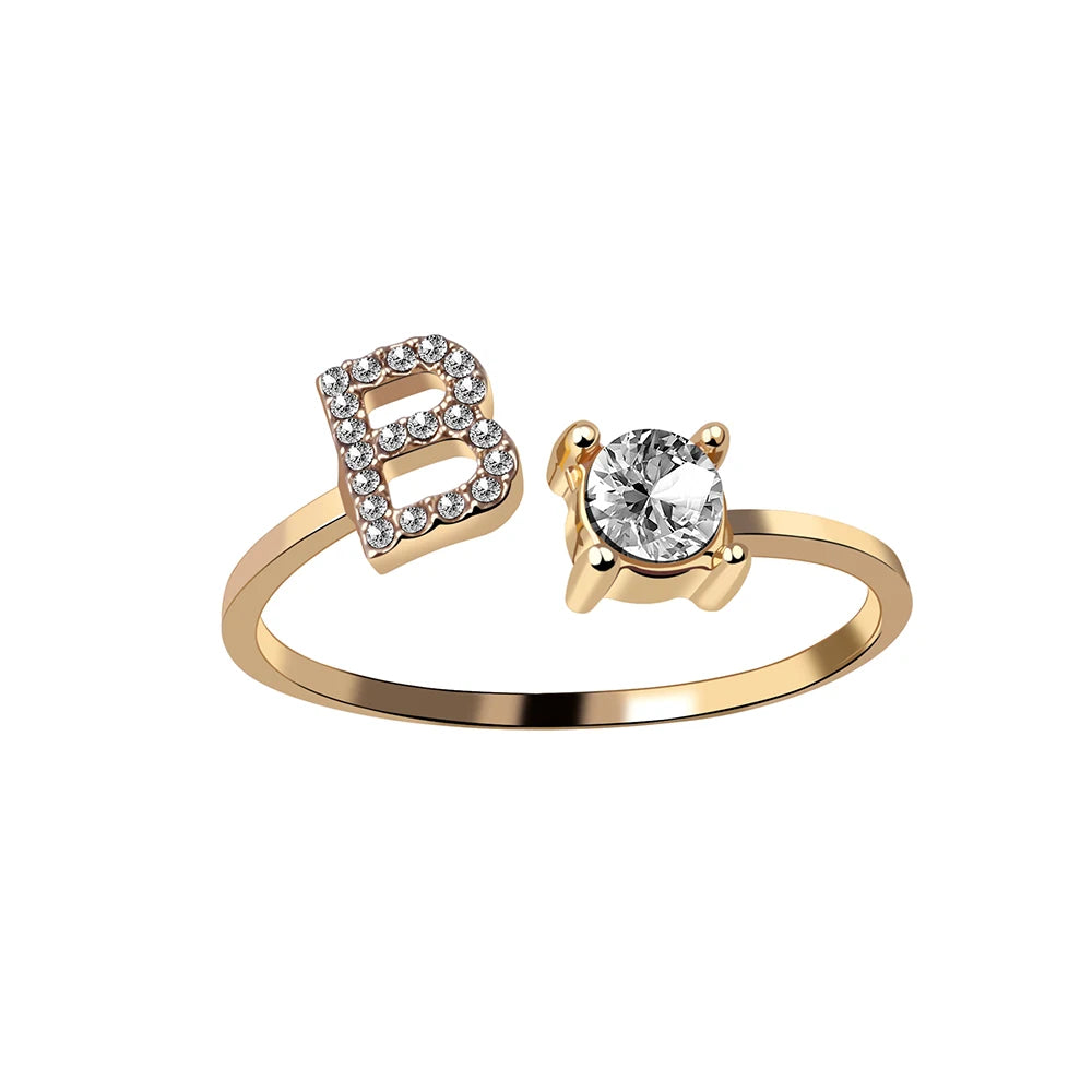 Mode 26 Initial Brief Ring Silber Farbe Persönlichkeit Finger Ringe Frauen Einfache Elegante Schmuck Freundschaft Geschenk Großhandel
