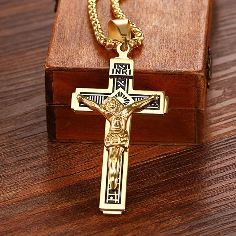 Vintage Jesus Kreuz Anhänger Männer und Frauen Amulett Halskette katholischen christlichen religiösen Gebet Schmuck Geschenk