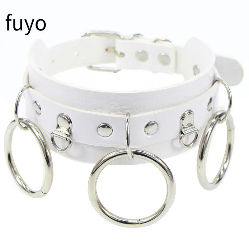 Weiß Sexy Vegan Choker Halsketten Punk Harajuku Goth Kragen Kette Traktion Halskette Leder Bondage Cosplay Party Schmuck Grunge
