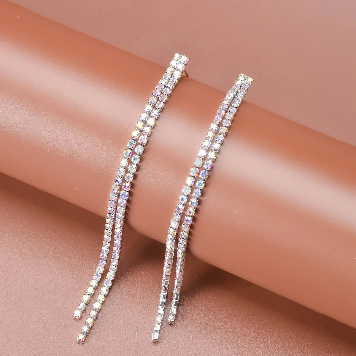 TREAZY Einfache Strass Kristall Quaste Lange Ohrringe für Frauen Glänzende Hochzeit Party Hängen Baumeln Ohrringe Braut Brincos