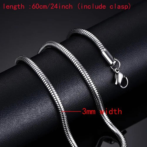 Männer Kette Halskette 60cm Lange Halskette 3mm Breite Halskette für Männer SilverTitanium Stahl Link Kette Halsketten Männer