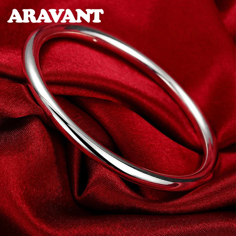 Aravant Schlichter runder Armreif aus 925er Silber für Herren und Damen, Modeschmuck