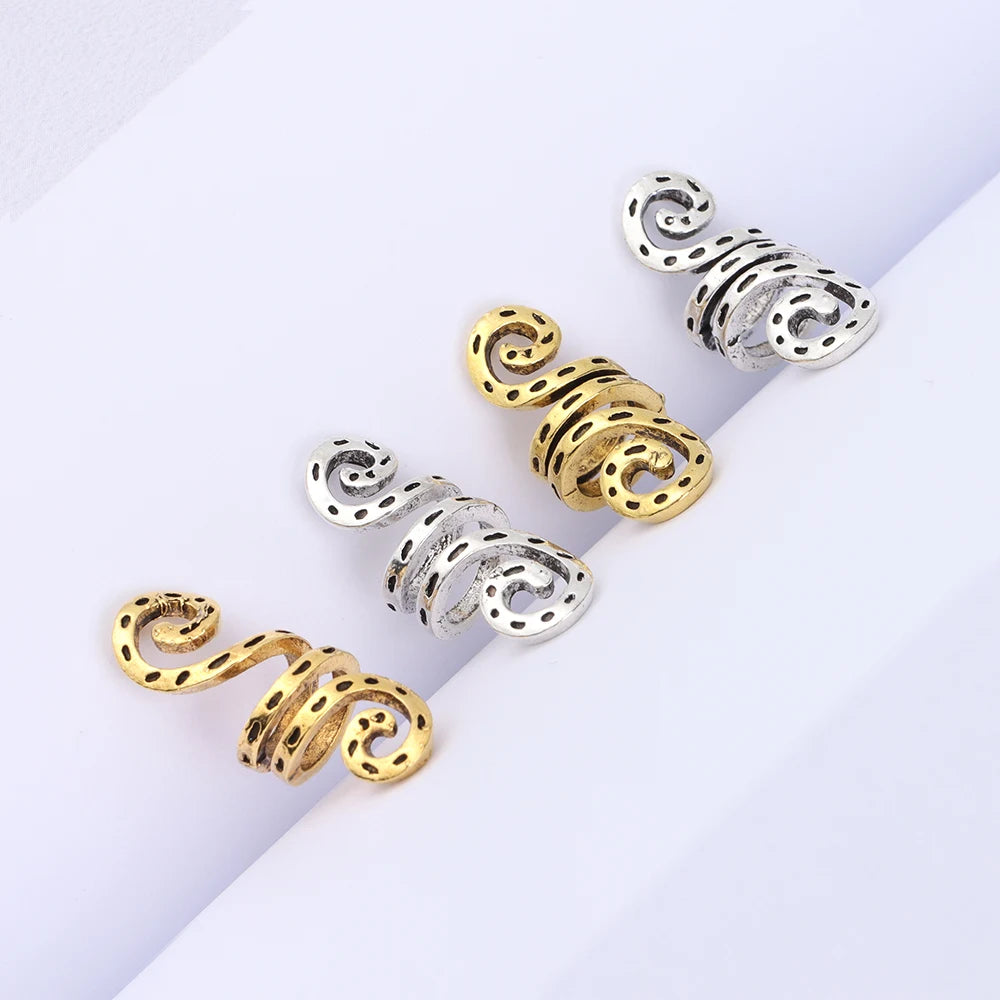 10pcs Wikinger Spirale Charme Perlen für Haar zöpfe Bart Haar Perlen Schmuck Vintage Frauen Mädchen Haarnadel Haars pangen Zubehör