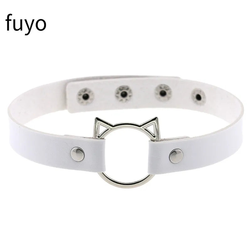 Weiß Sexy Vegan Choker Halsketten Punk Harajuku Goth Kragen Kette Traktion Halskette Leder Bondage Cosplay Party Schmuck Grunge