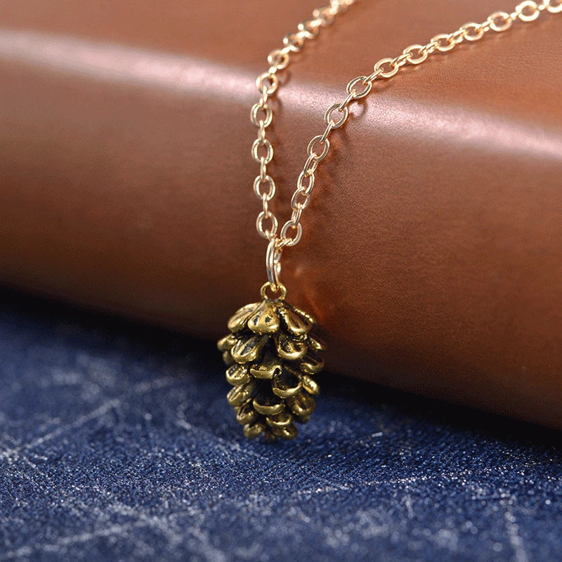 Nette Pinienkernen Anlage Probe Anhänger Halskette Für Frauen Metall Halsband Acorn Tannenzapfen Kette Halskette Schmuck Zubehör Geschenk