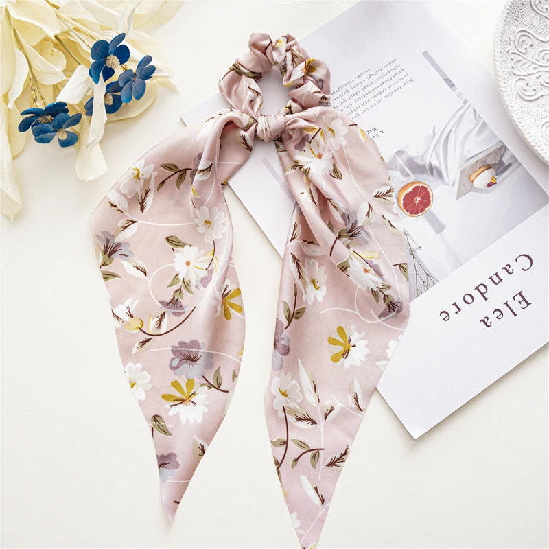 Neue Mode Druck Bogen Scrunchies Haar Band Für Frauen Elastische Haarband Mädchen Schachtelhalm Haar Krawatten Haar Zubehör