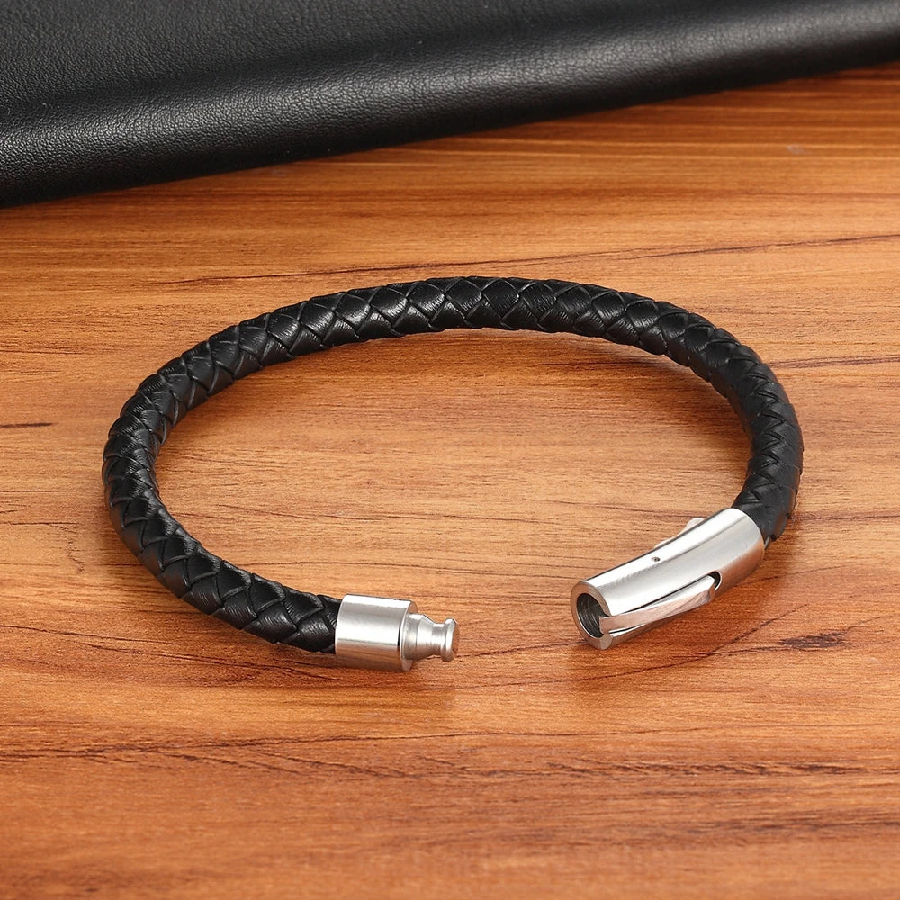 XQNI OL-Stil, mehrfarbiger Edelstahlknopf, schlichtes Design, Herren-Lederarmband, DIY & individuelles Logo, Geburtstag, Valentinstag, Geschenk